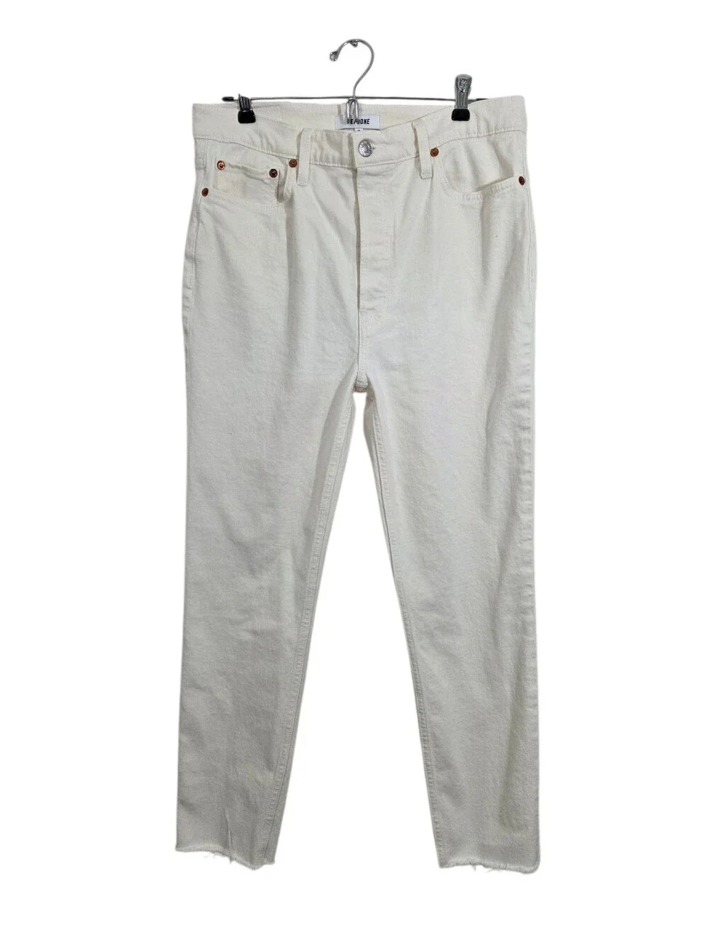 Re/Done 90s High Rise Ankle Crop Jeans Vintage White Denim Size 30 Boho Casual - Picture 1 of 10